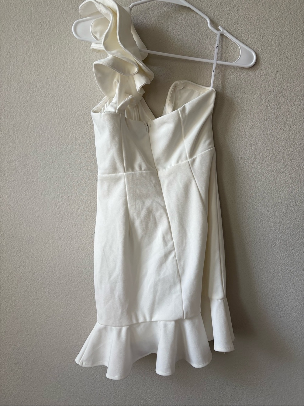 Lulu's White One-Shoulder Ruffle Mini Dress - Picture 3 of 4